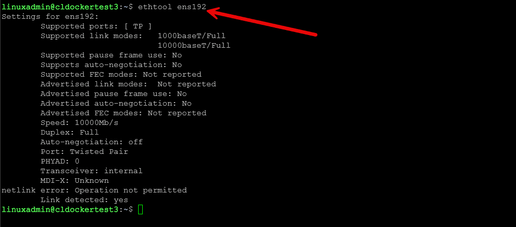 Ethtool linux network command