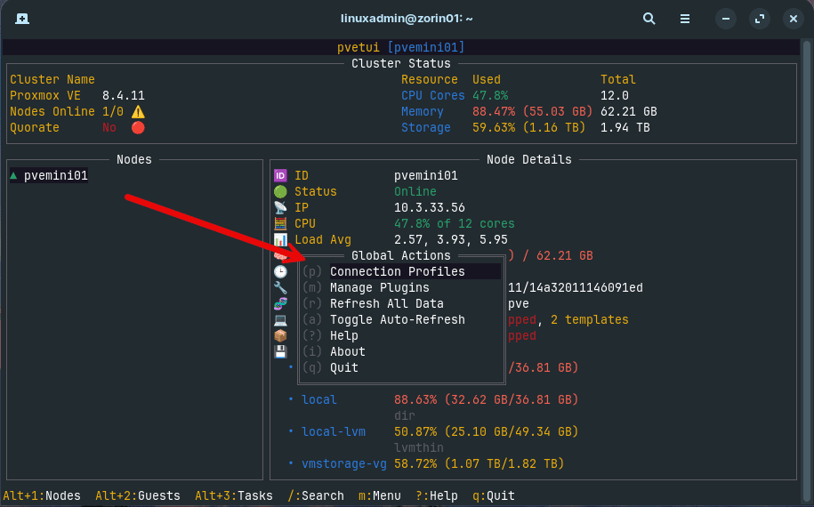 Global pvetui proxmox terminal menu