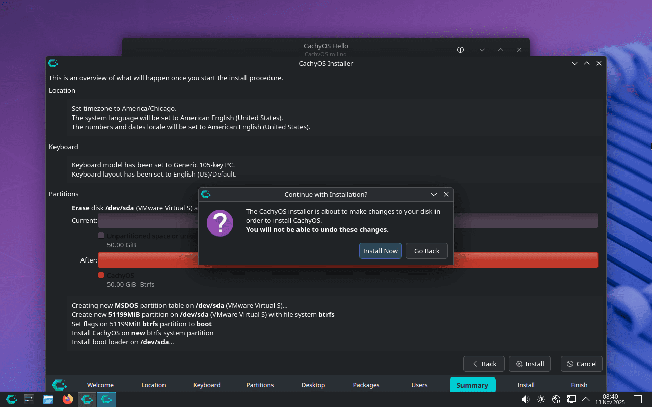 Install overview and confirm the changes