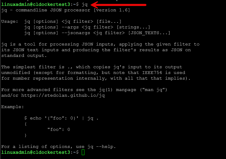 Jq command line tool in linux