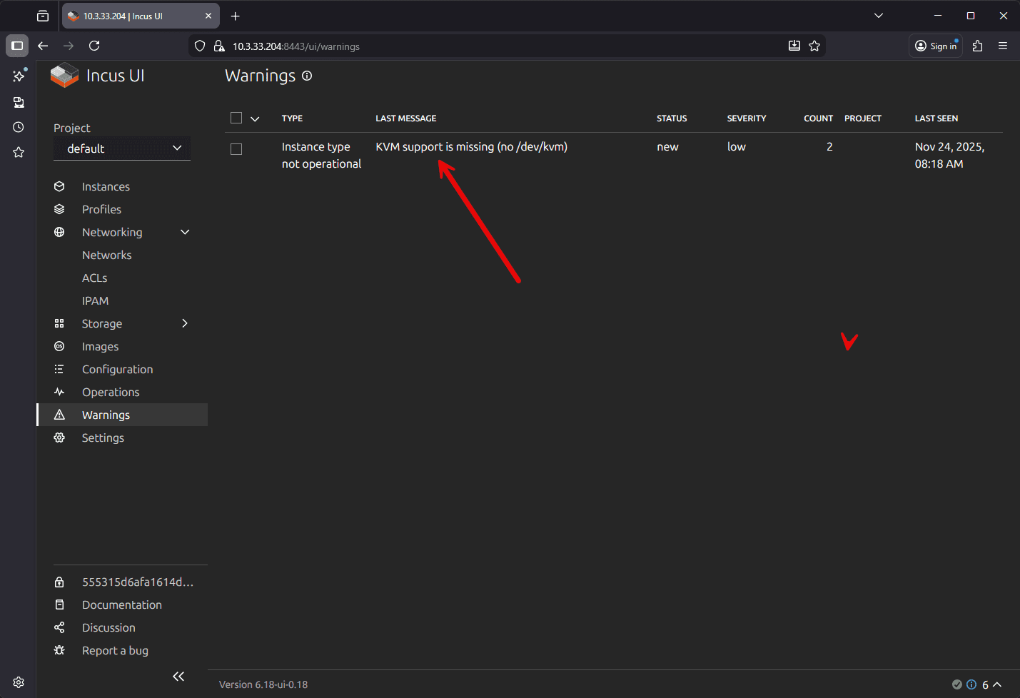 Nested virtualization error