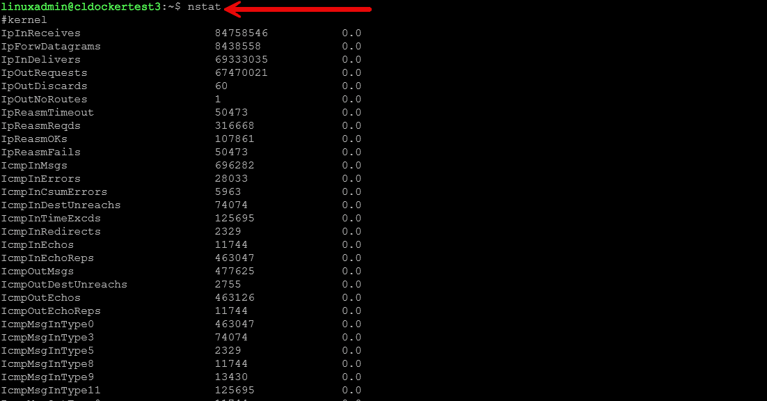 Nstat linux network command