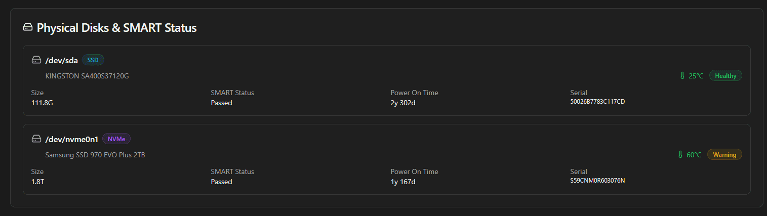 Proxmenux monitor smart status