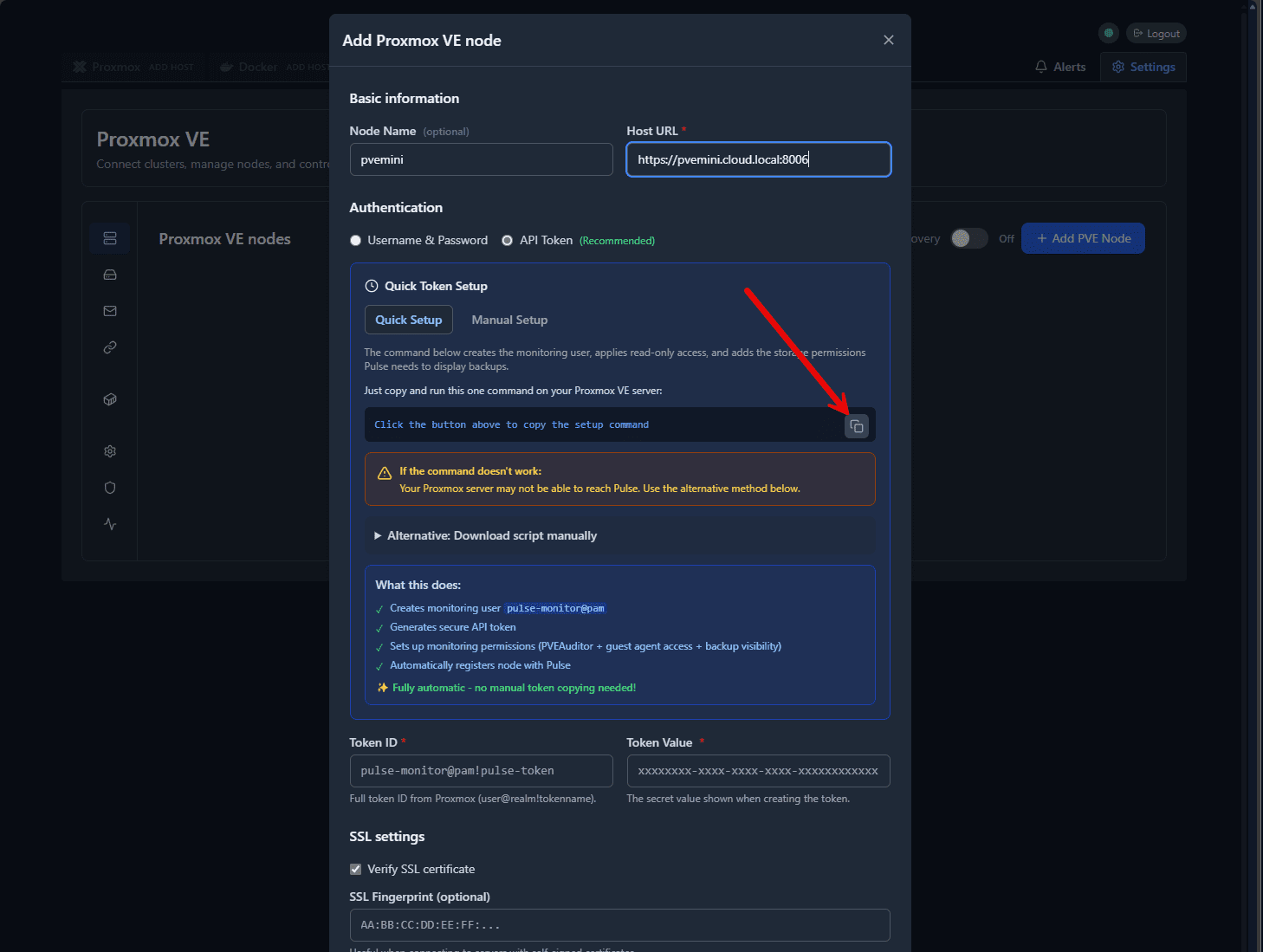 Pulse proxmox and docker monitoring