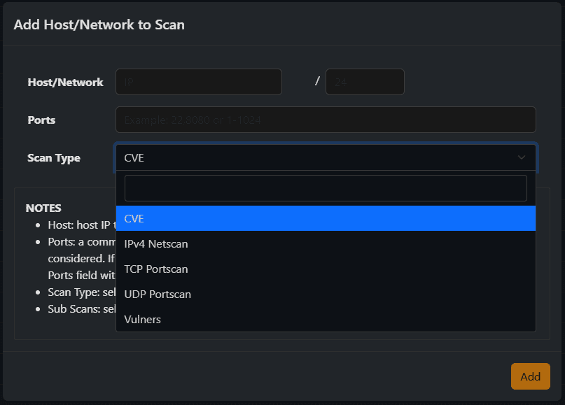 Setting up a new vulnerability scan with ntopng