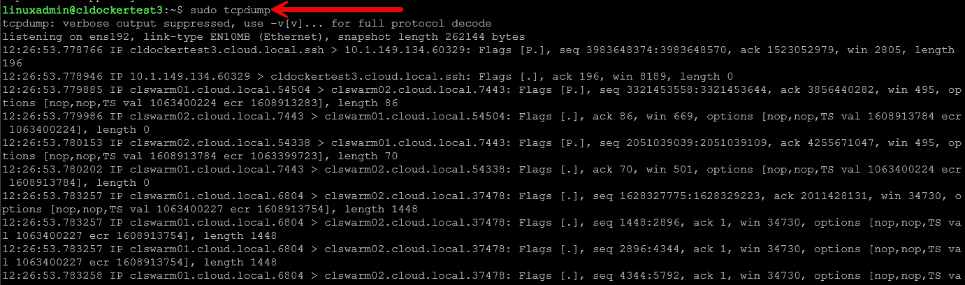Tcpdump linux networking command