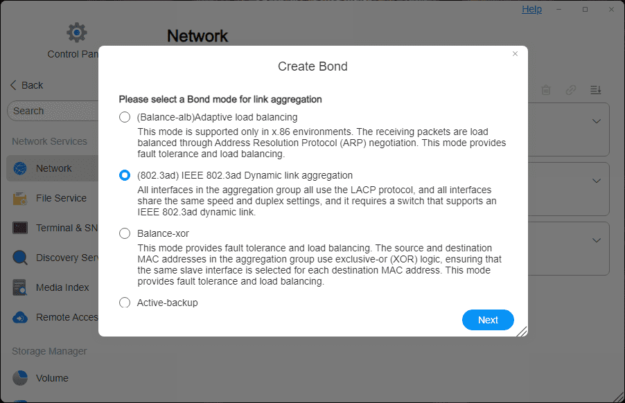 Terramaster nas os is capable of creating lacp lags
