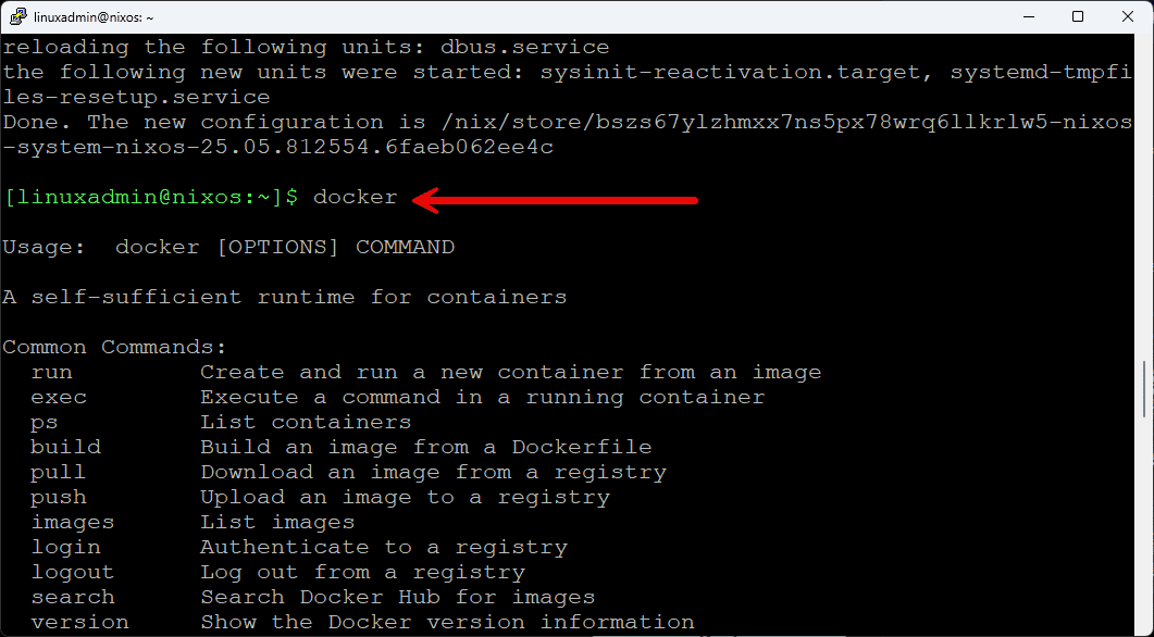 Testing to see if docker is now installed in nixos