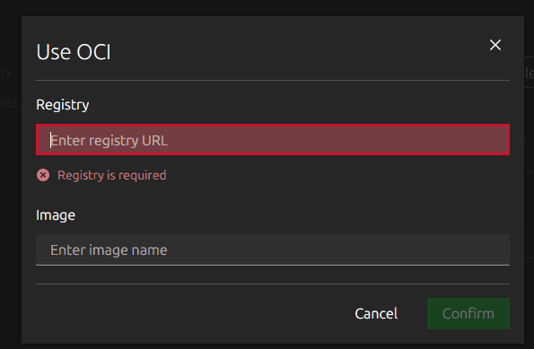 Using an oci container image