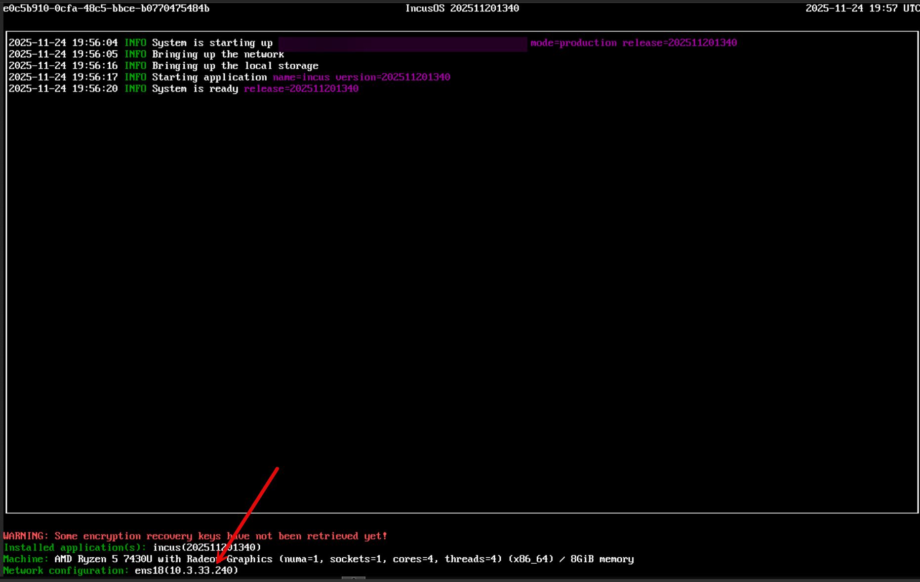 Viewing the incus console