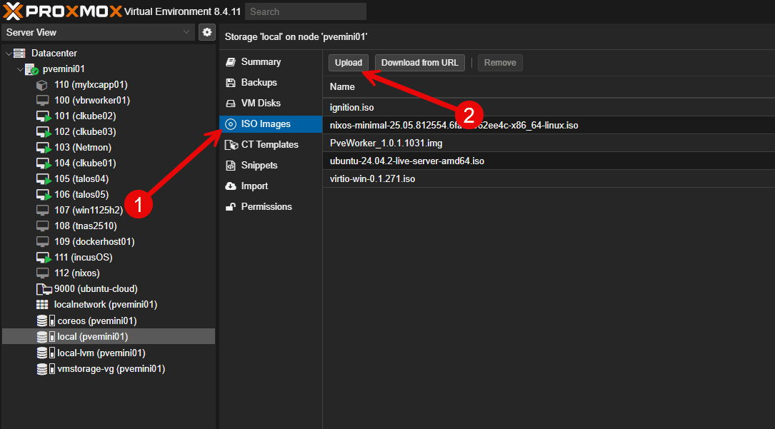 Choosing iso storage and upload