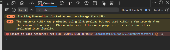 Error getting to the api