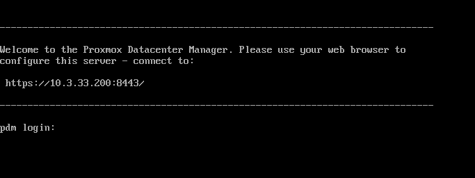 Installation of proxmox datacenter manager is successful and booted