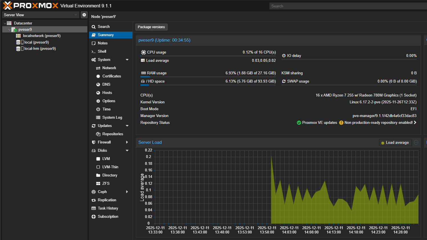 Proxmox ve 9.1 is a great home lab hypervisor