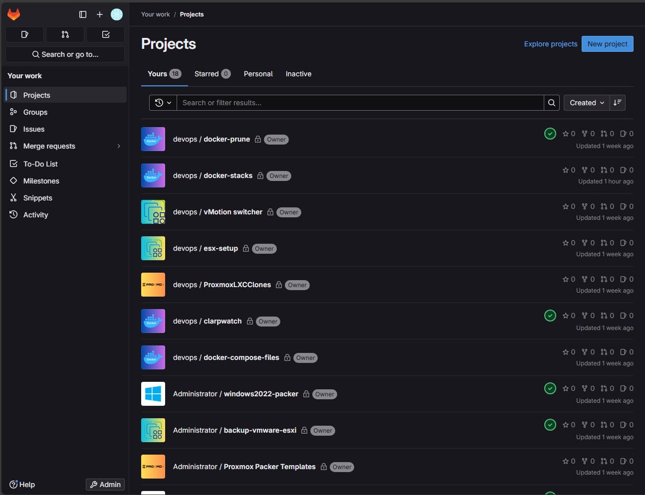 Self hosted code repo for docker compose stacks