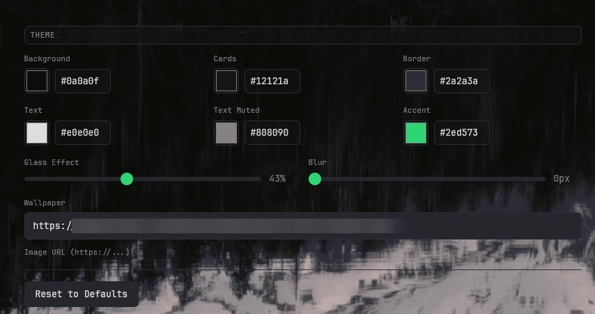 Theme settings for deq