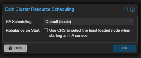 Tùy chọn lập lịch HA cũ trên Proxmox 9.1.6