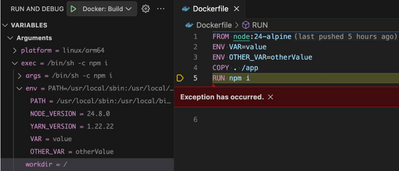 inspecting variables with the new buildx tool