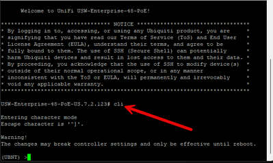 entering the CLI command
