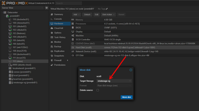 select the target storage you want to move to