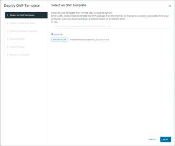 beginning the process to deploy the OVA