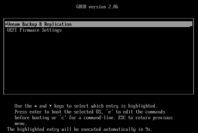 starting the veeam hardened appliance