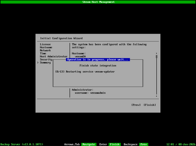 services restart and initial configuration wizard applies settings