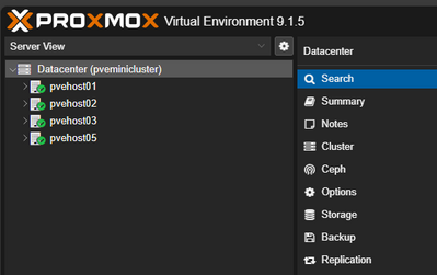 checking the proxmox web ui to make sure it is gone