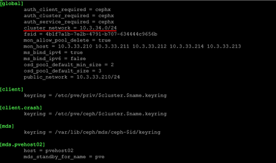 changing the cluster network in the ceph configuration file