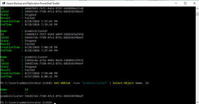 finding the guid of the veeam backup job